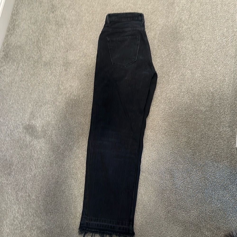 All Saints Ava Straight Leg, Black Frayed hem jeans
